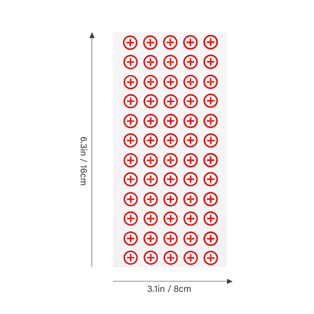 PVC Battery Polarity Stickers Red Blue 12mm – 4 Sheets 240pcs Electrical Label Stickers PLUSH