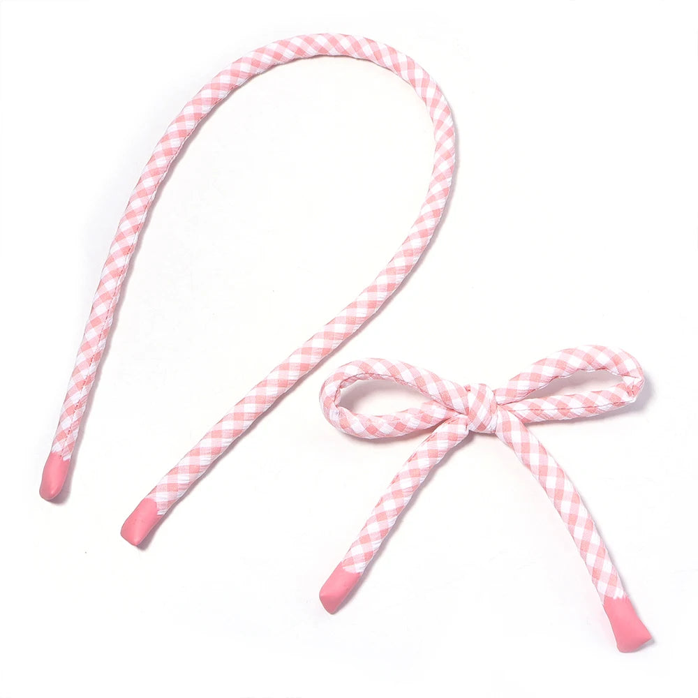2pcs Plaid Cotton Cord Rope 55cm – DIY Bows & Jewelry Making Craft Cord Rope PLUSH pink white