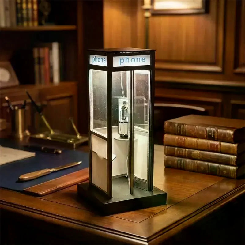 Retro Telephone Booth Table Lamp – Warm LED Night Light Decorative Table Lamp PLUSH