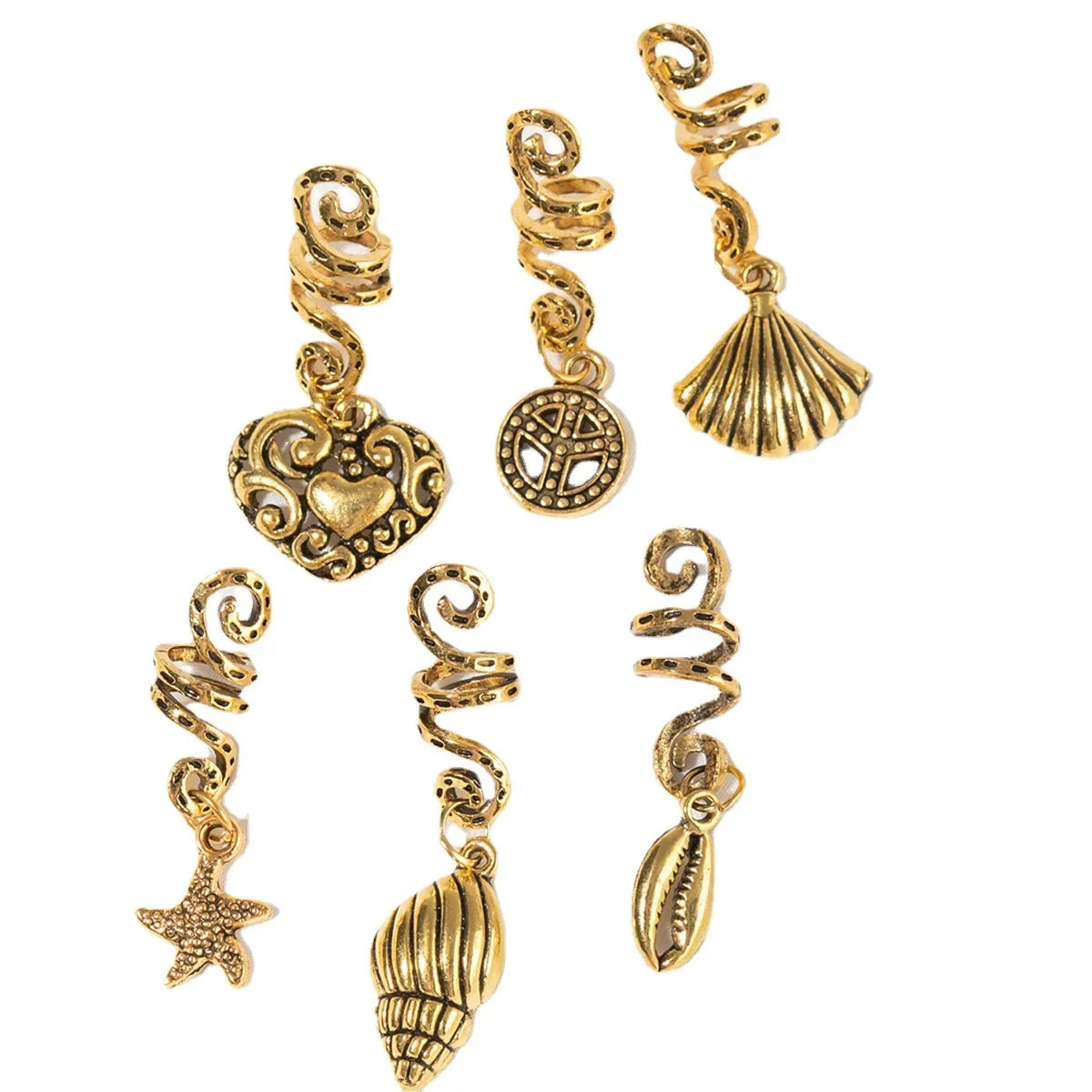 6pcs Gold Dreadlock Beads – Adjustable Hair Braid Cuff Clips Hair Braid Beads PLUSH