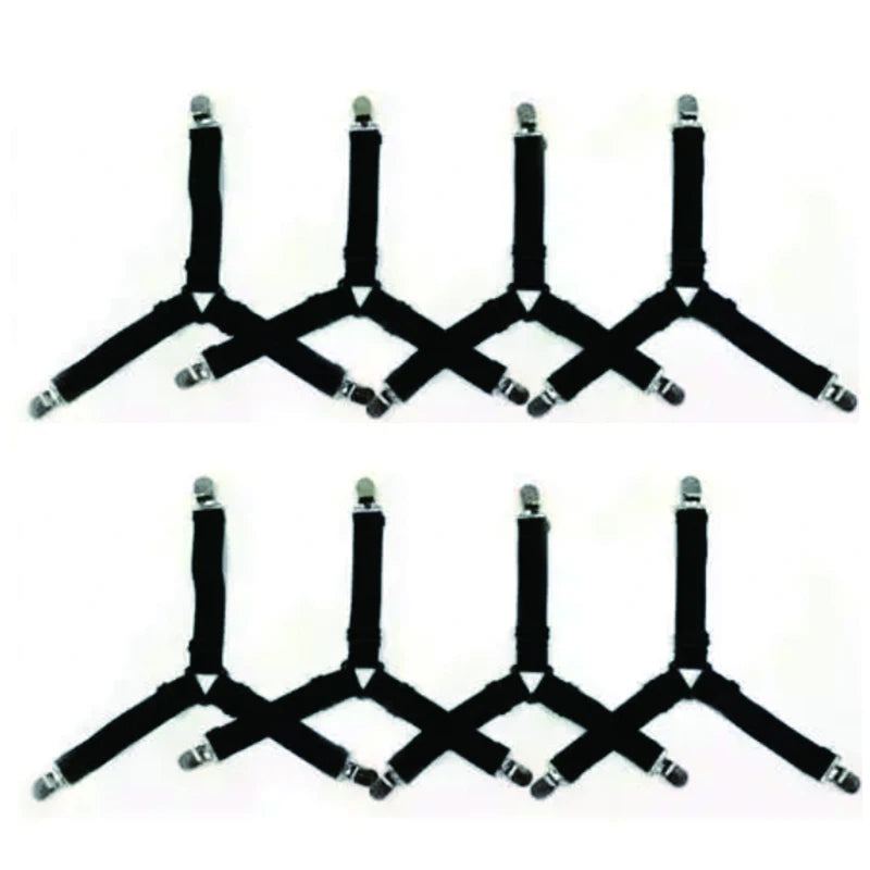Bed Sheet Fasteners – Adjustable Elastic Clips 4 or 8 Pack Bed Sheet Clips PLUSH Black 8Pcs