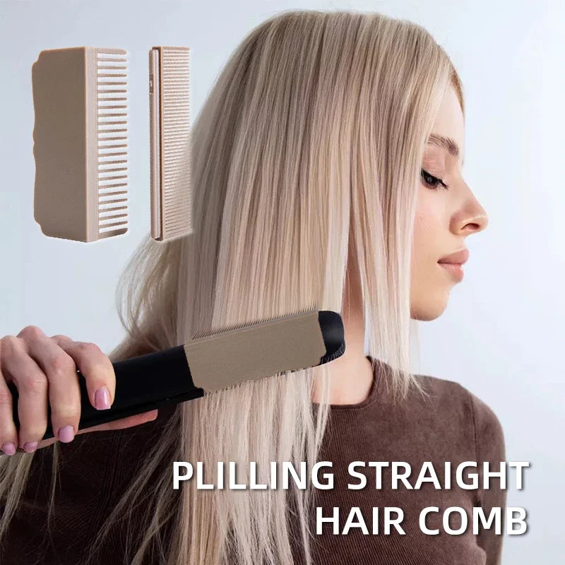 Flat Iron Comb Attachment – Clip-On Hair Straightener Comb Hair Styling Accessory PLUSH