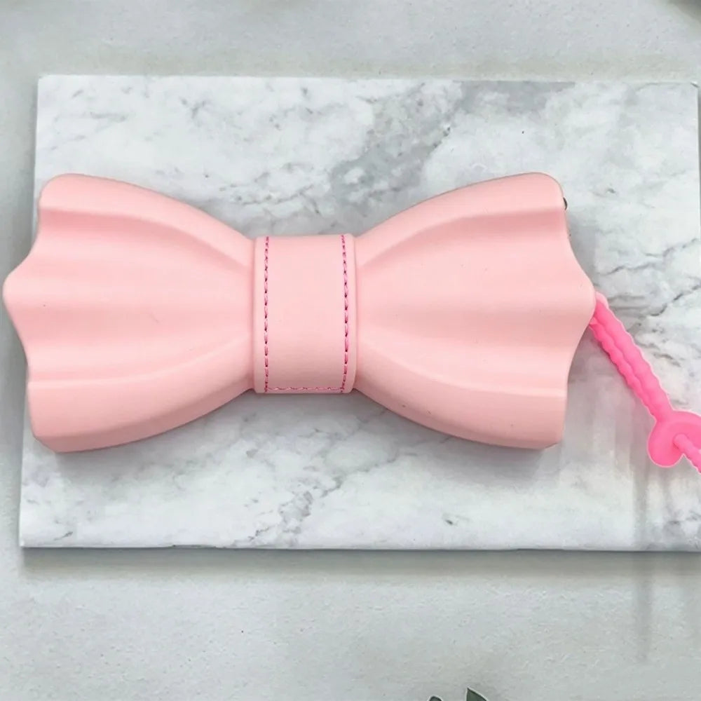 Bow-Shaped Silicone Eyeglass Case with Lanyard – Shockproof Eyeglass Case PLUSH Light Pink