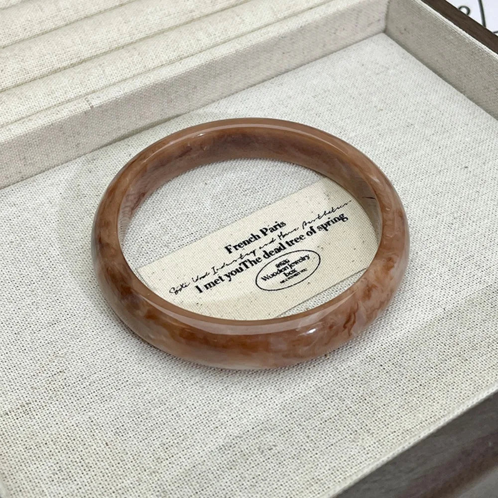 Bohemian Wide Acrylic Bangle – Smudge Pattern Bracelet for Women Acrylic Bangle Bracelet PLUSH Style D