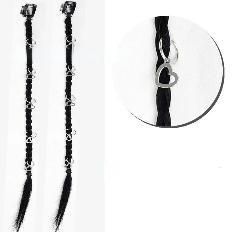 2Pcs Clip-In Braided Hair Extensions – Synthetic Twist Braid Pieces Clip-In Hair Extensions PLUSH lkax 2Pcs