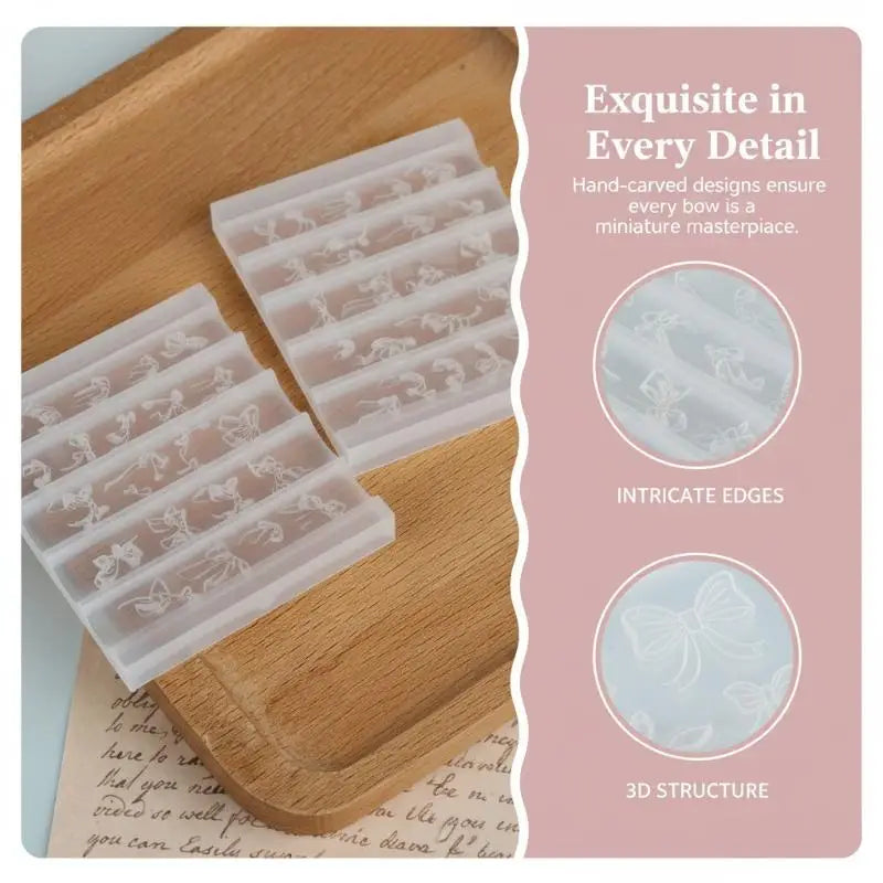 3D Bowknot Silicone Nail Art Mold – Ribbon Lace DIY Bows Nail Art Mold PLUSH