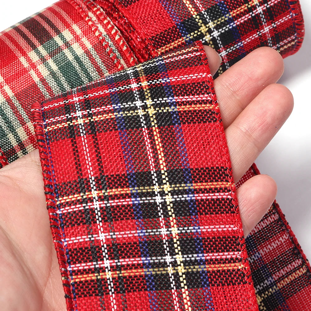 3 Yards Red Green Plaid Christmas Ribbon – DIY Gift Wrap Craft Ribbon PLUSH