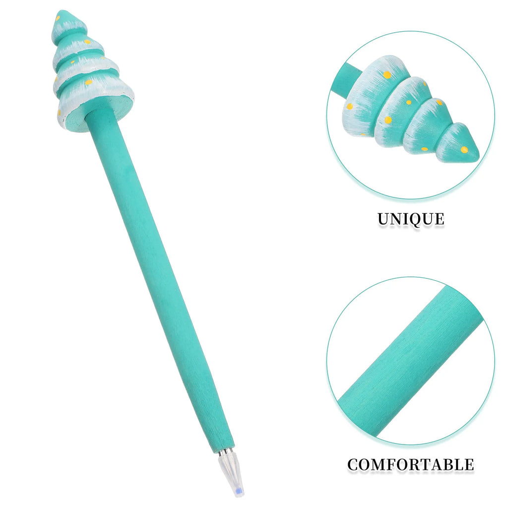 3pcs Christmas Tree Wooden Gel Ink Pens – Festive Writing Set Novelty Gel Pens PLUSH