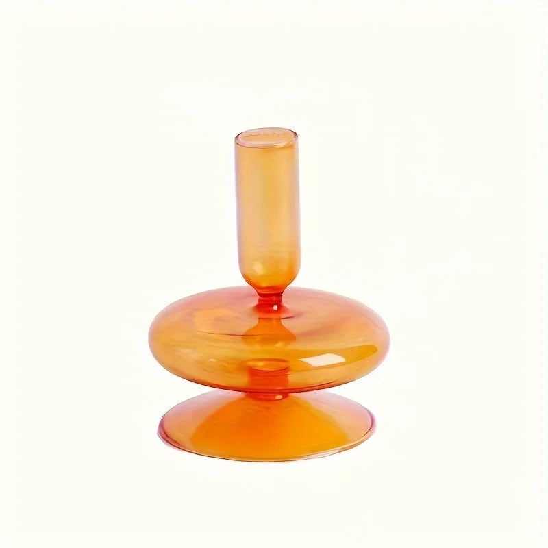 Nordic Glass Candle Holder & Vase – 2-in-1 Centerpiece Glass Candle Holder PLUSH Orange