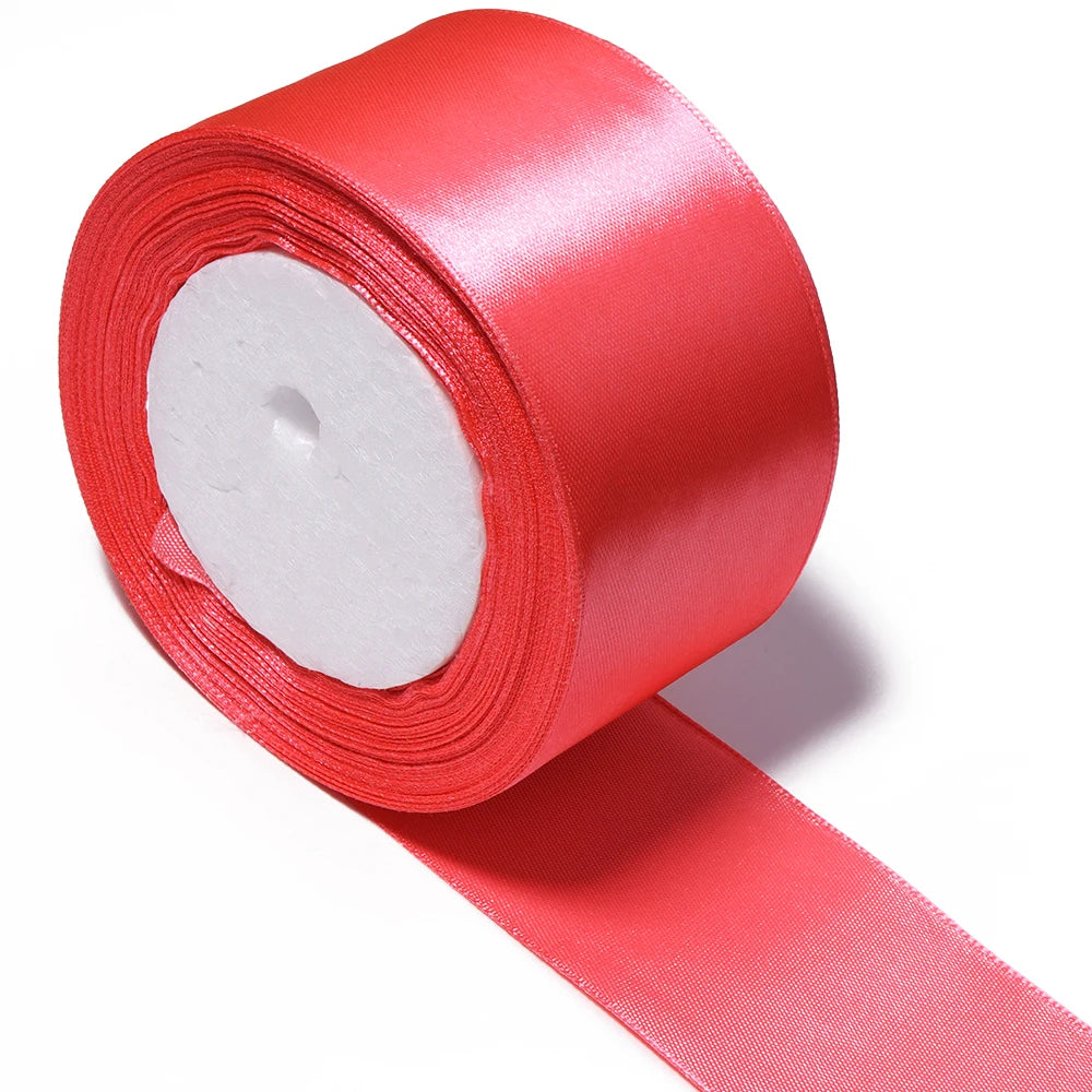 25 Yards Red Satin Ribbon – Wedding & Gift Wrap, 7 Widths Satin Craft Ribbon PLUSH 50mm 25yards