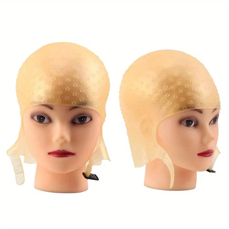 Professional Silicone Hair Coloring Cap & Hook Needle Set Hair Coloring Cap Set PLUSH