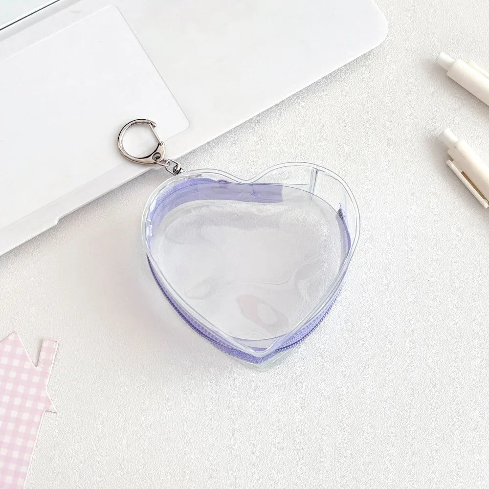 Transparent PVC Doll Storage Bag – Heart Zipper Display Case Doll Display Bag PLUSH Purple