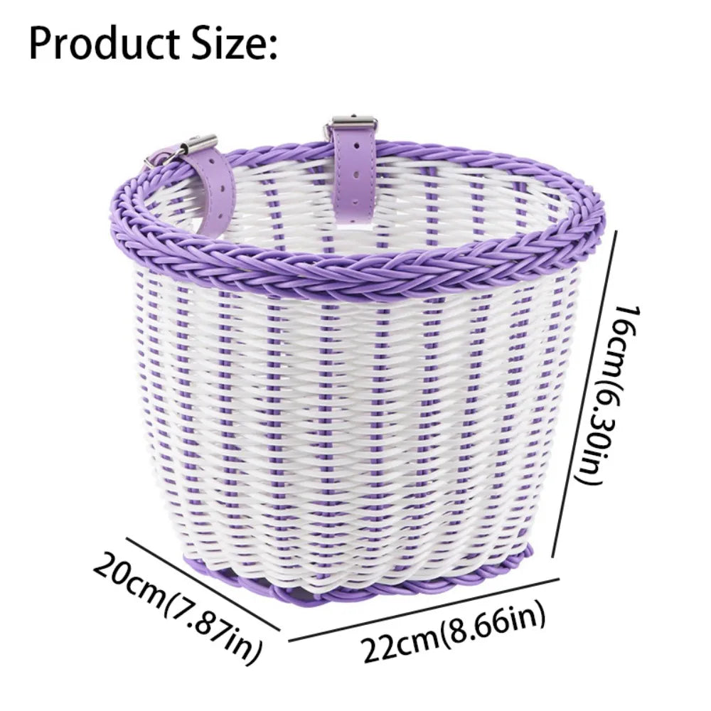 Waterproof Front Handlebar Bicycle Basket | Adjustable Straps Bicycle Handlebar Basket PLUSH White and purple