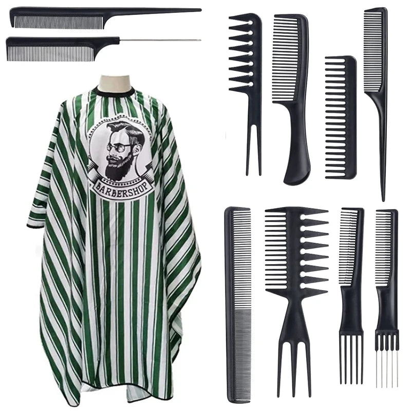 Salon Barber Cape Set 11/15pcs – Cloak, Brush & Comb Barber Cape Set PLUSH 11pcs set D