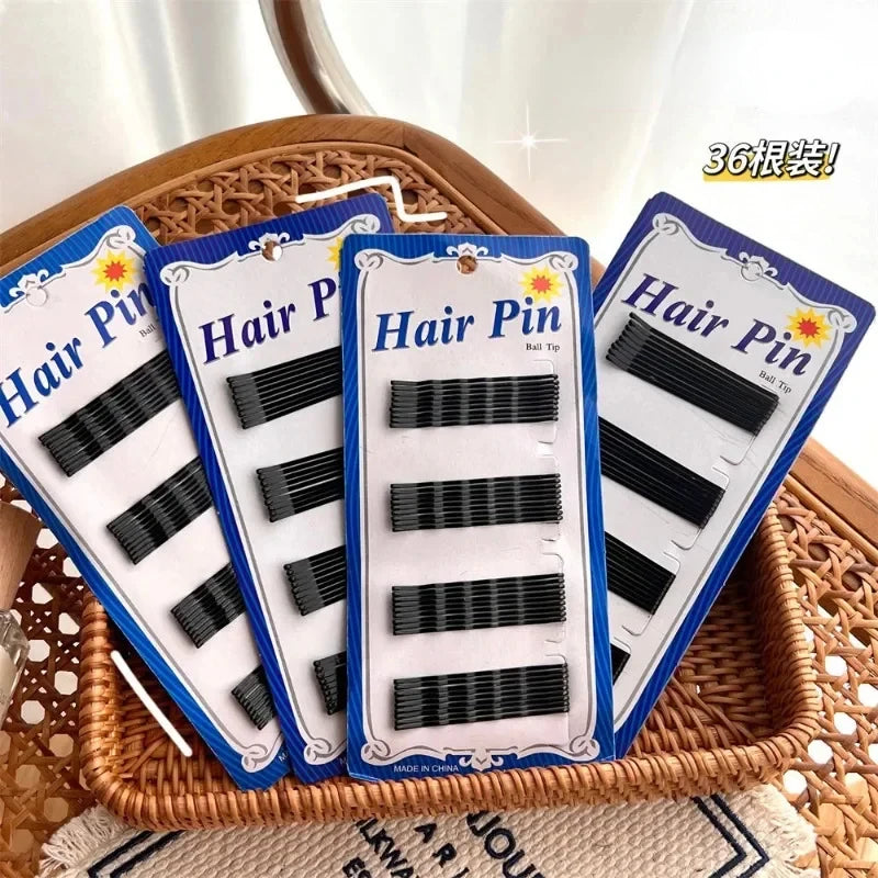36pcs Black Metal Bobby Pins – Wave & Straight Hair Clips Set Hair Clip Set PLUSH
