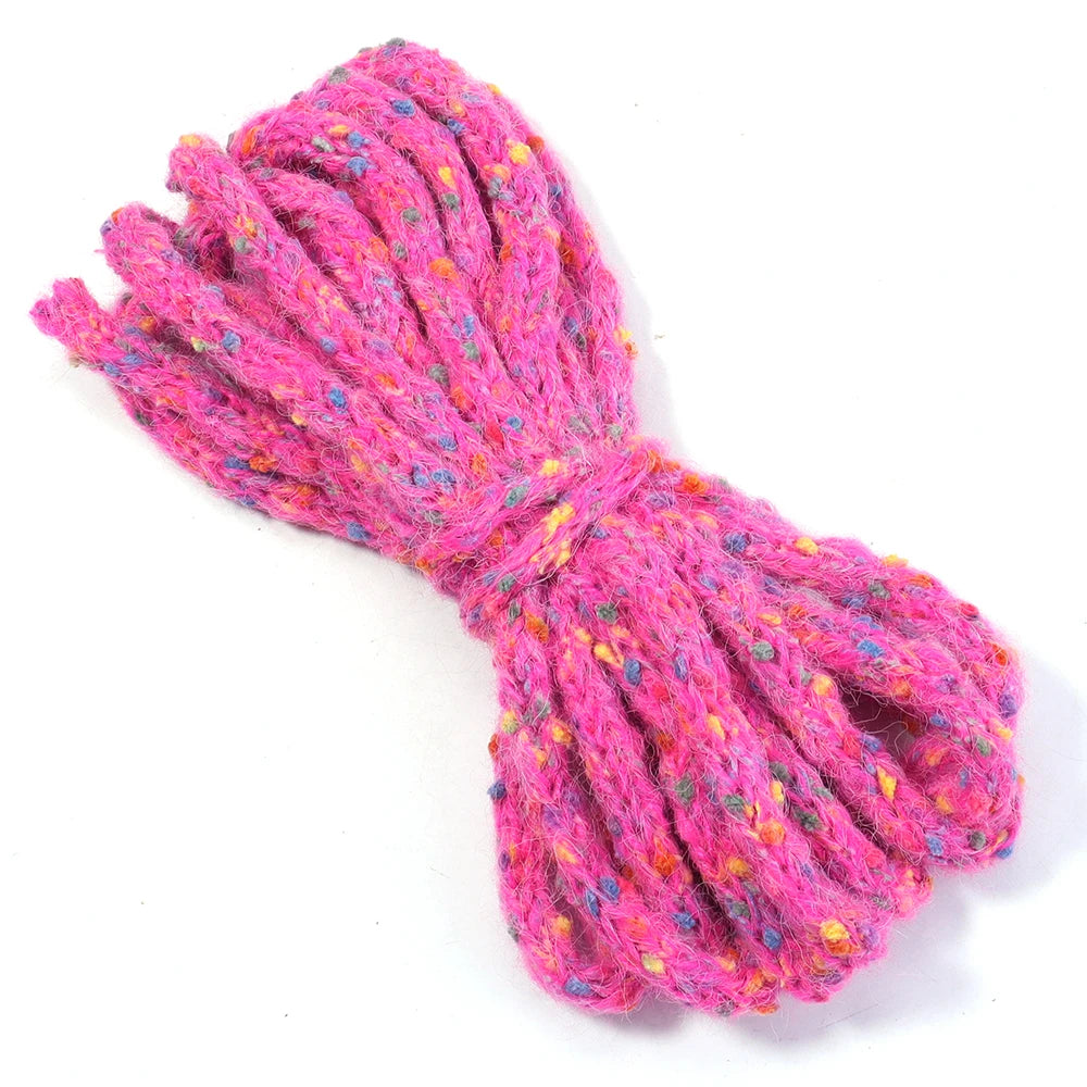 5 Yards 10mm Colorful Confetti Acrylic Knitted Yarn Cord – DIY Craft Yarn Cord PLUSH hotpink