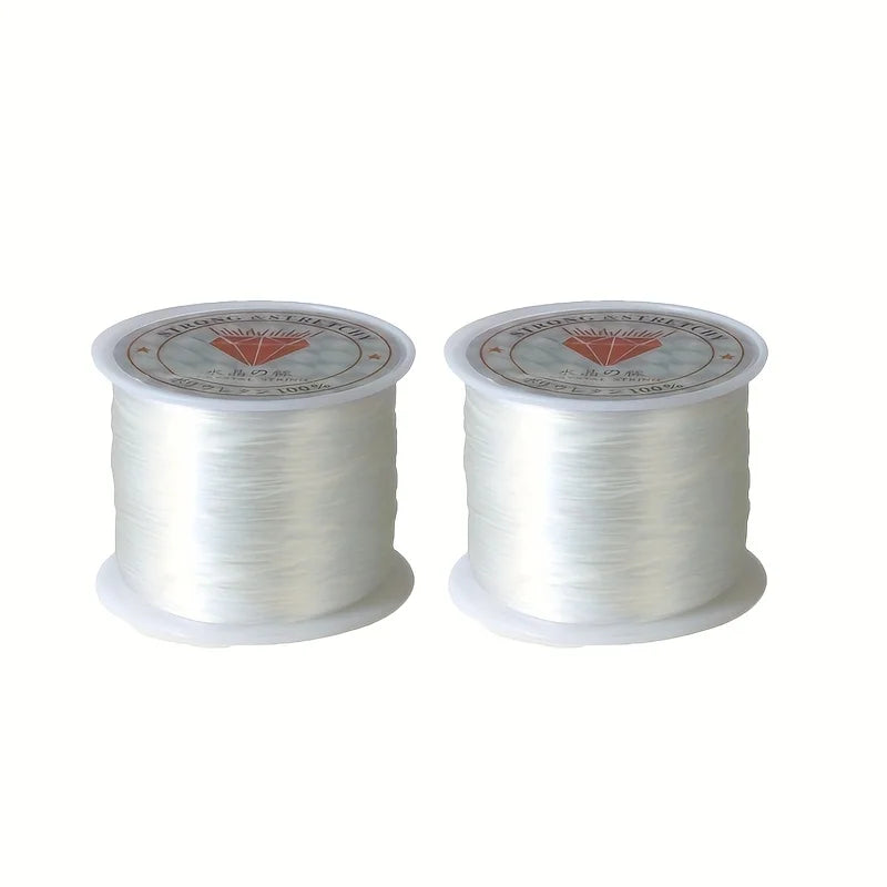 2pcs Elastic Beading Cord Transparent Nylon DIY Jewelry Making Beading Cord PLUSH White-2pcs