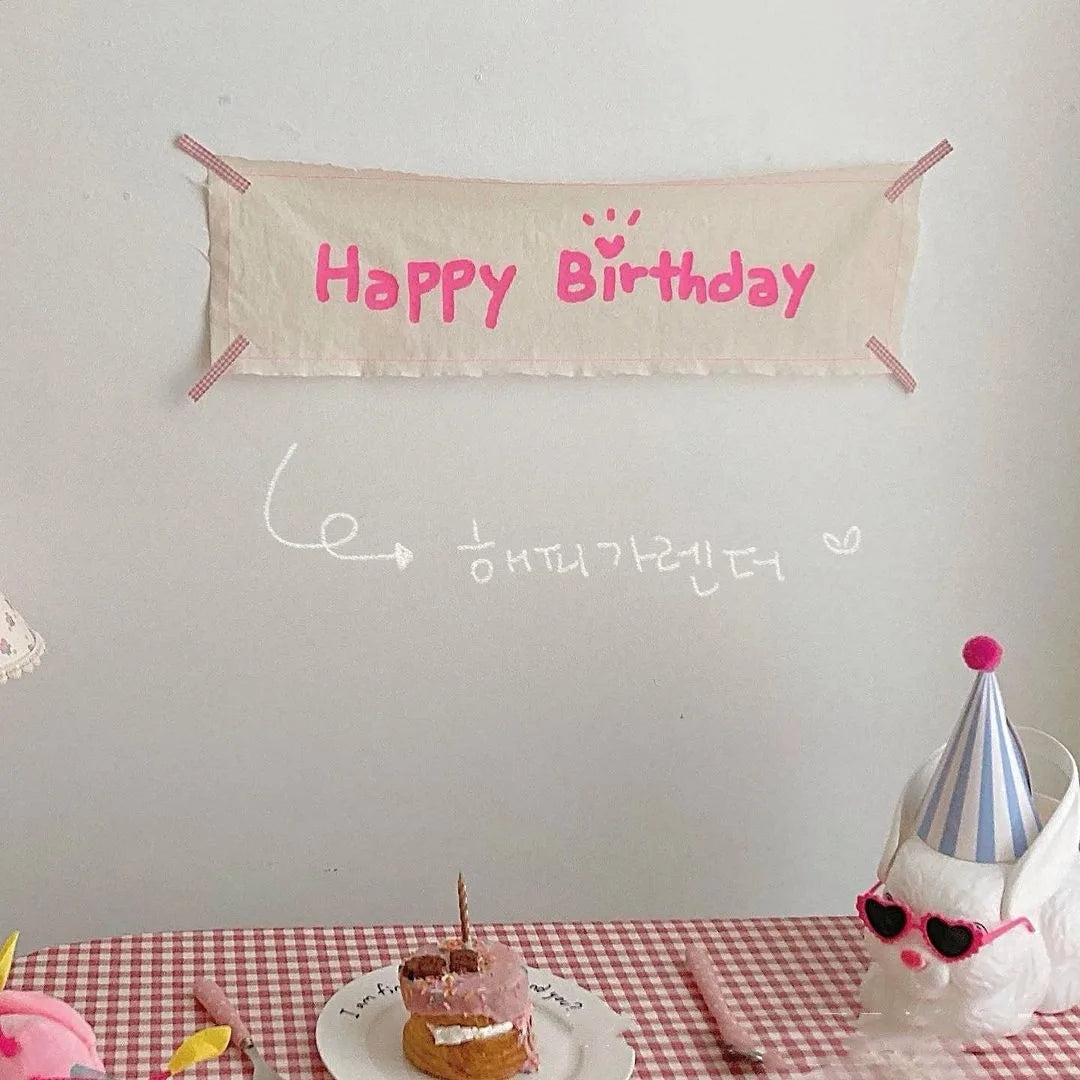 Kids Happy Birthday Flag Banner 55x22cm – Party Photo Prop Party Flag Banner PLUSH