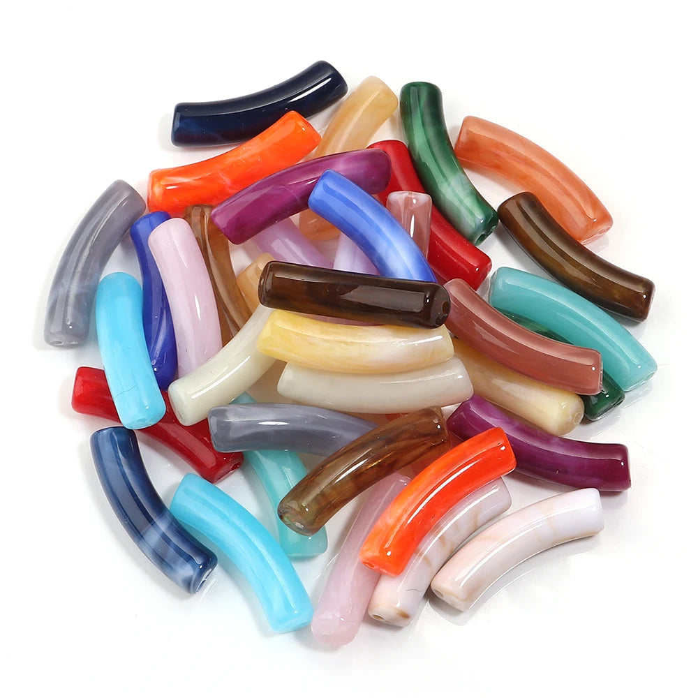 30pcs Curved Cloud Acrylic Spacer Beads – DIY Jewelry Making Acrylic Spacer Beads PLUSH Random Mixed