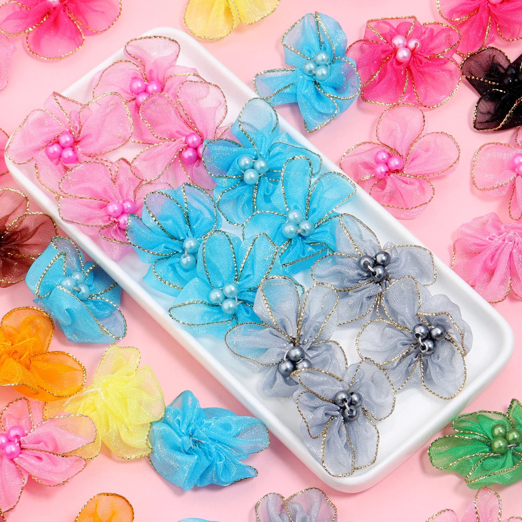 20pcs Chiffon Fabric Flowers – Colorful Blossom Craft Decor Fabric Craft Flowers PLUSH