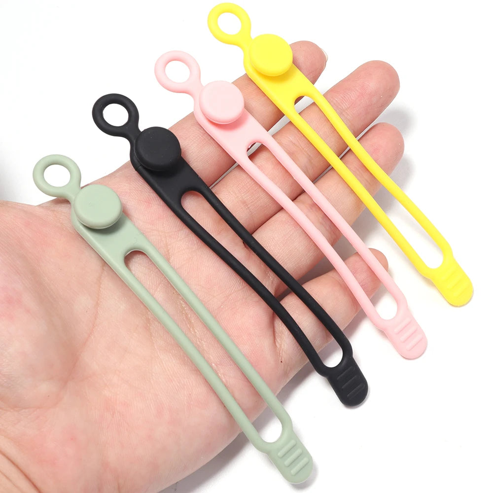 4pcs Silicone Cable Ties Multicolor Reusable Cord Organizer Cable Organizer Ties PLUSH