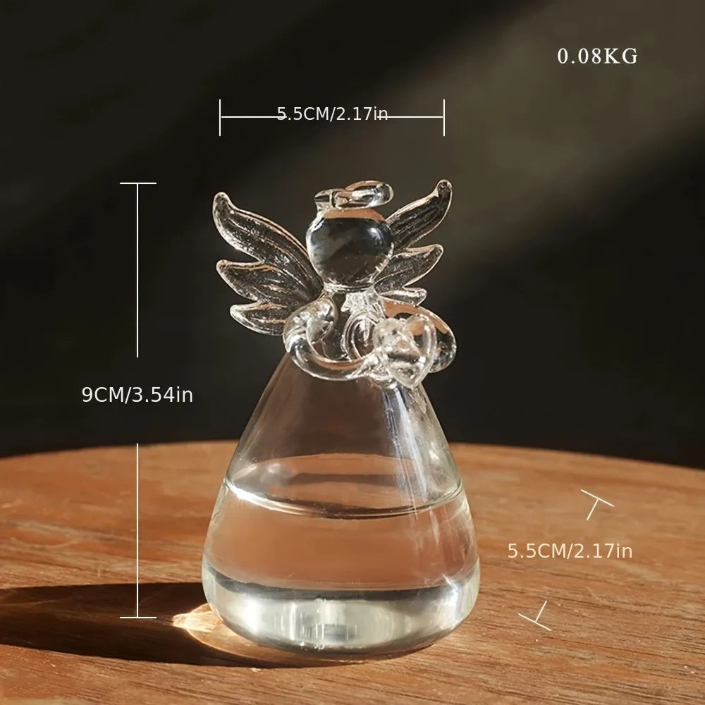 Angel Figurine Mini Glass Vase – Handmade Crystal Decor Gift Decorative Glass Vase PLUSH