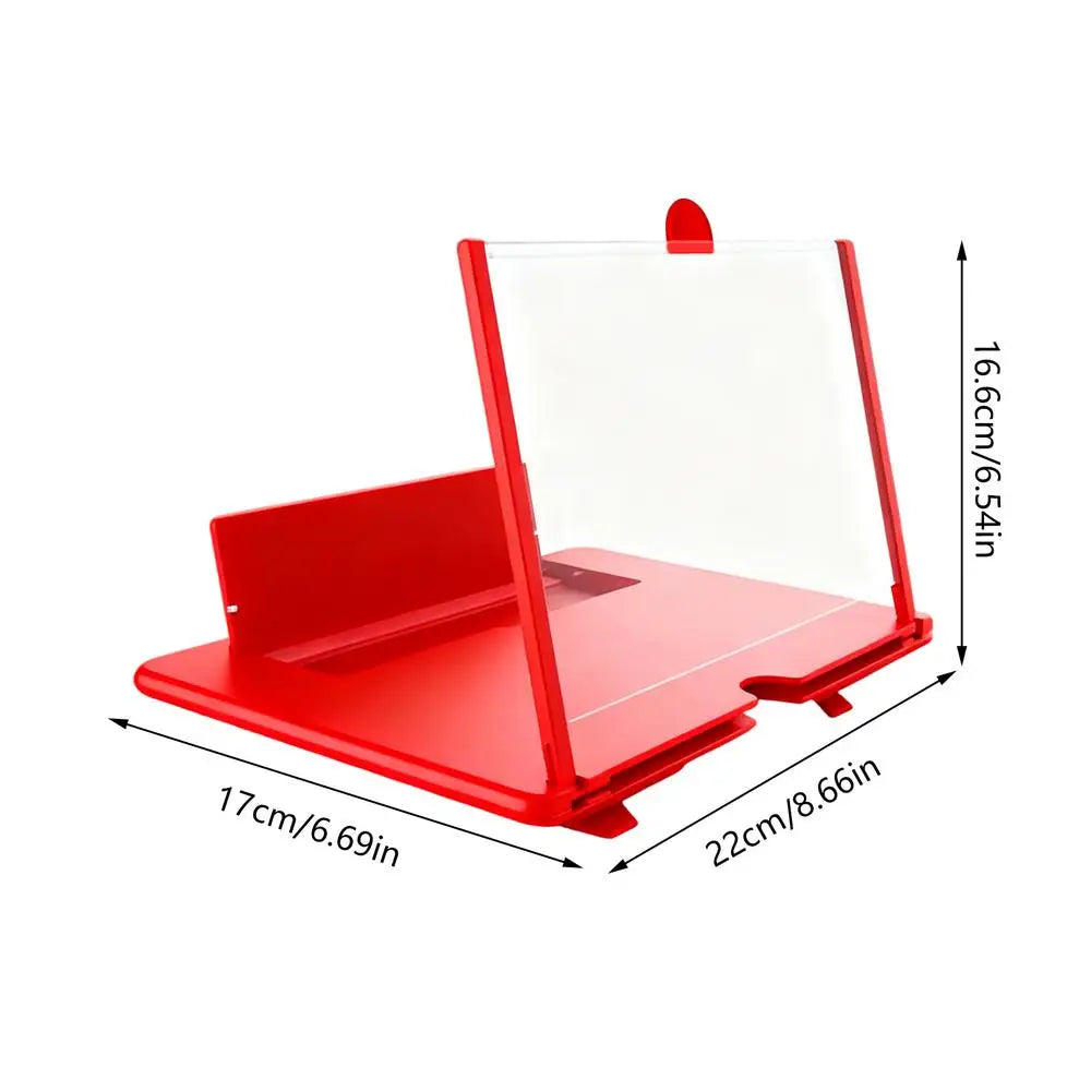 HD Phone Screen Magnifier 3-4x – Desktop Projection Stand Phone Screen Magnifier PLUSH Red