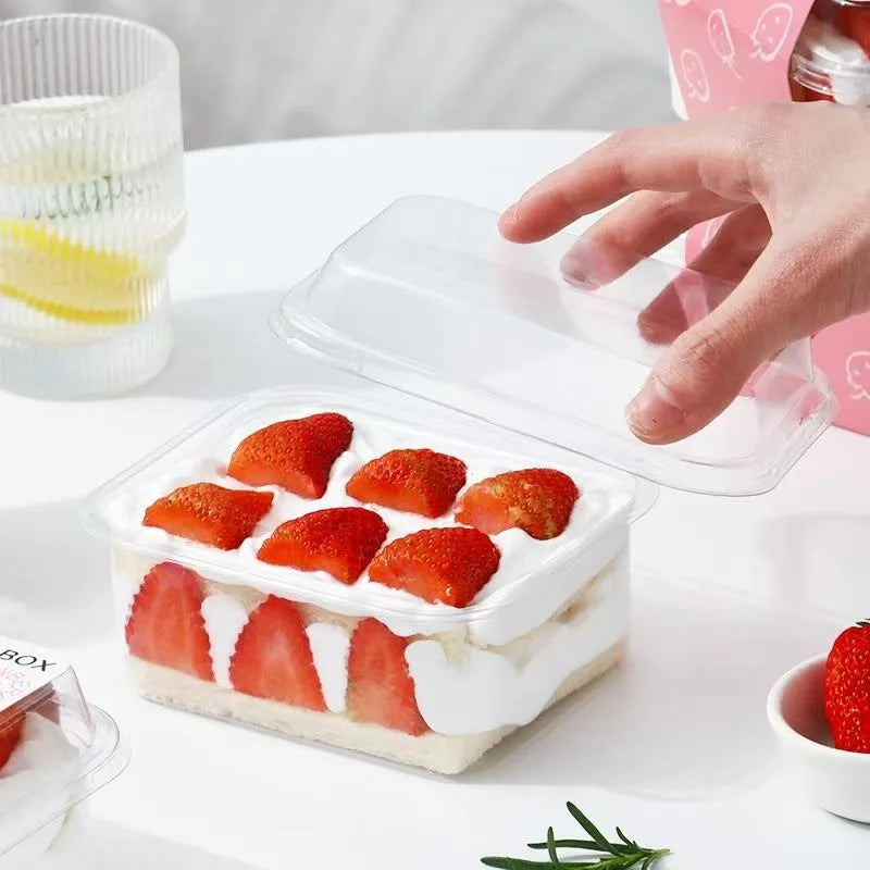 Transparent Cake Boxes with Lid | Rectangle Plastic Dessert Packaging Cake Packaging Box PLUSH