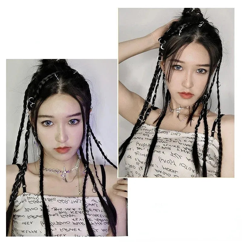 2Pcs Clip-In Braided Hair Extensions – Synthetic Twist Braid Pieces Clip-In Hair Extensions PLUSH