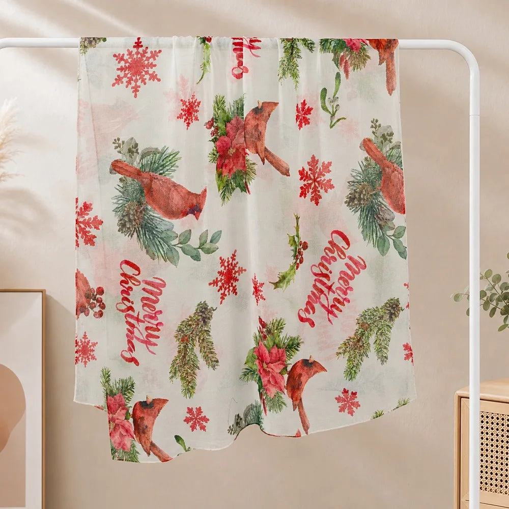 Women's Christmas Voile Scarf – Snowman Print Shawl 180x90cm Holiday Voile Scarf PLUSH 6