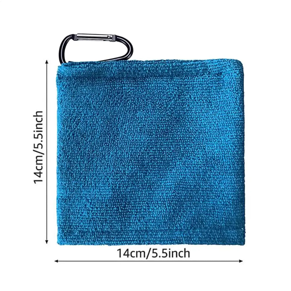 Golf Towel with Carabiner Clip – Microfiber Ball Cleaning Cloth Golf Cleaning Towel PLUSH Blue