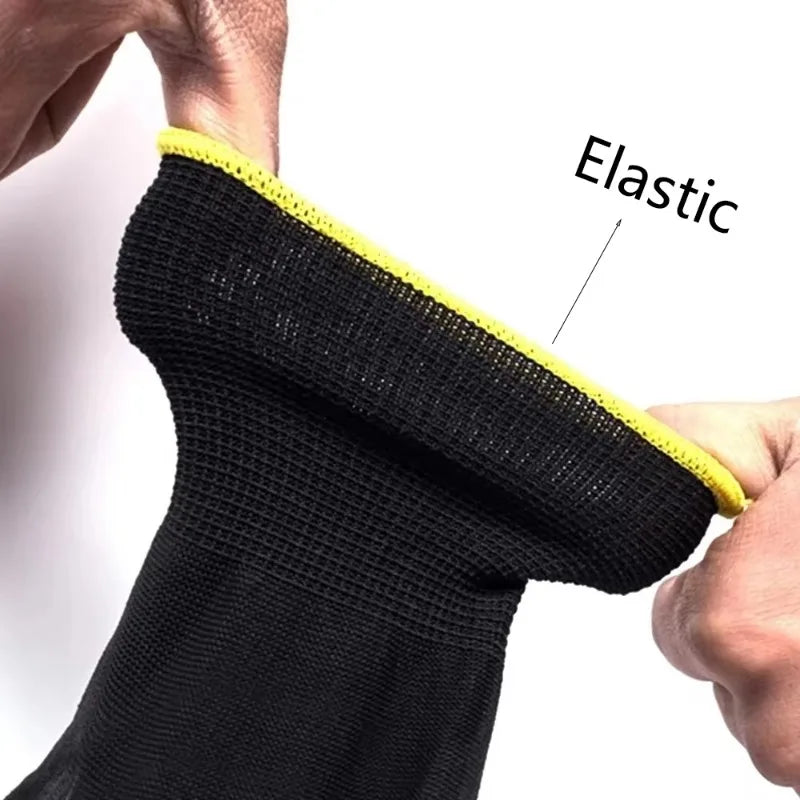 Nylon PU Coated Work Gloves Non-Slip Safety Bulk 20/50pcs PU Work Gloves PLUSH