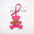 Bow Bear Keychain – Cute PU Leather Keyring & Bag Charm Fashion Keychain Charm PLUSH Rose Red
