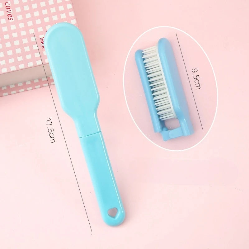 Candy Color Foldable Hair Comb – Portable Travel Hair Brush Foldable Hair Comb PLUSH blue