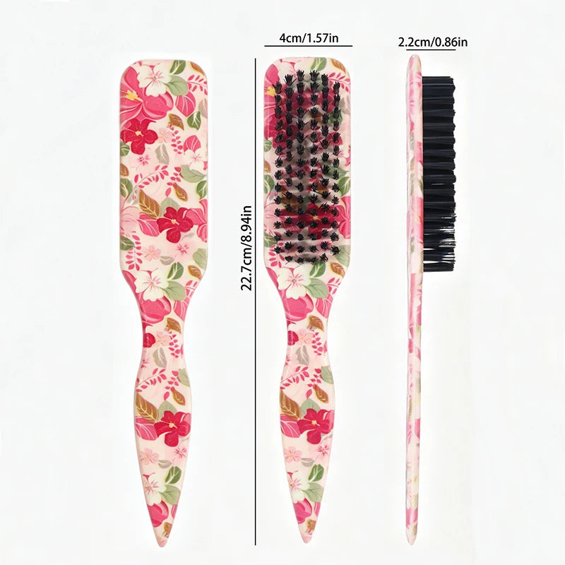 Floral Hair Brush – Sleek Ponytail, Edge Control & Flyaway Tamer Hair Styling Brush PLUSH
