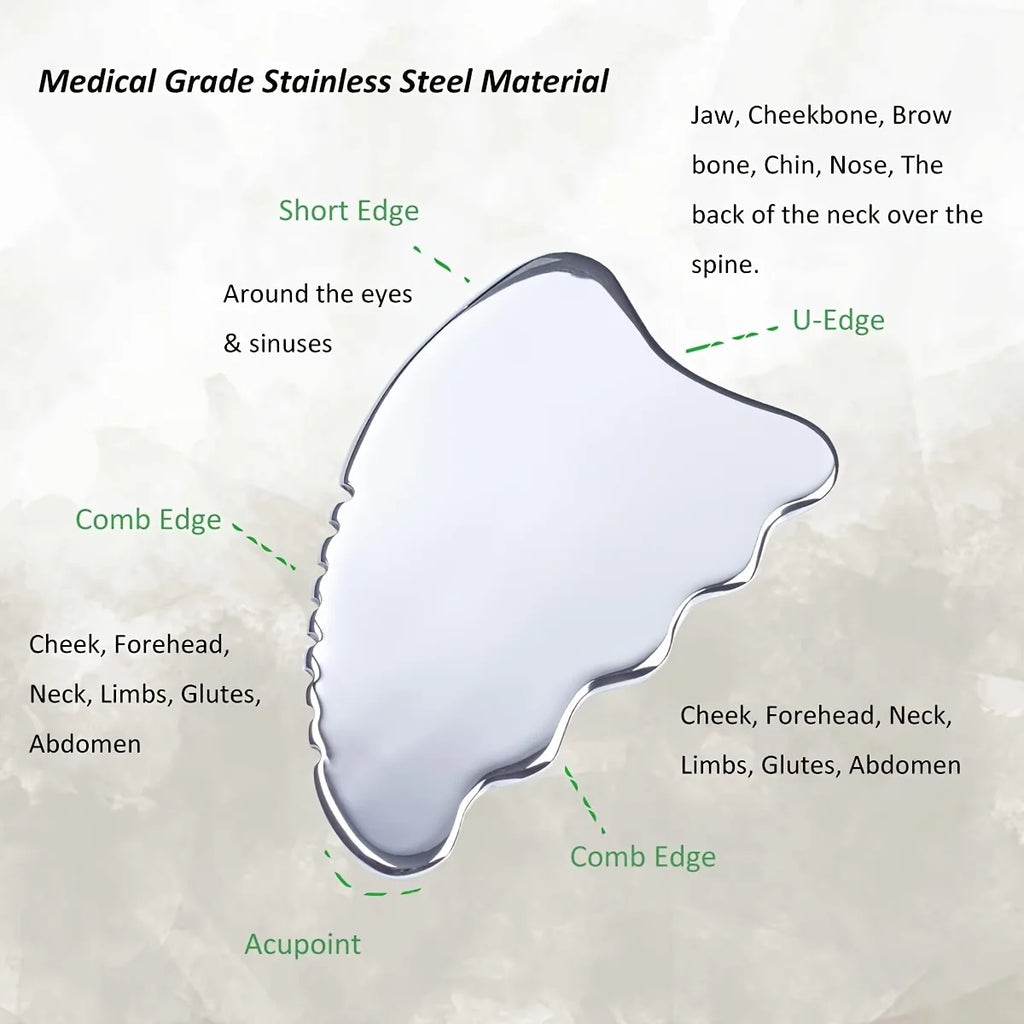 Stainless Steel Gua Sha Tool – Body & Jawline Sculpting Gua Sha Massage Tool PLUSH