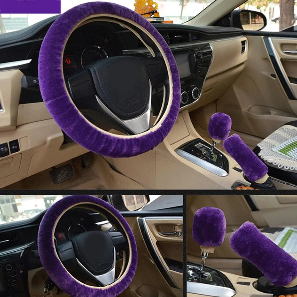 Plush Winter Car Steering Wheel Cover Set – Non-Slip Soft Steering Wheel Cover PLUSH