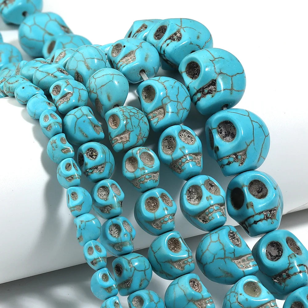 Turquoise Howlite Skull Beads | Natural Stone DIY Jewelry Spacers Natural Stone Beads PLUSH