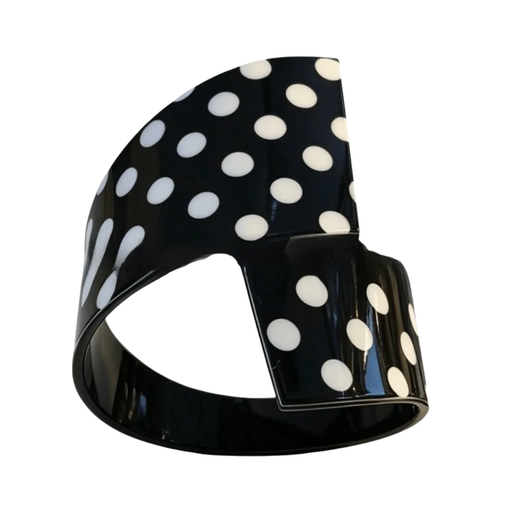 Black & White Polka Dot Acrylic Open Cuff Bangle Acrylic Cuff Bangle PLUSH D
