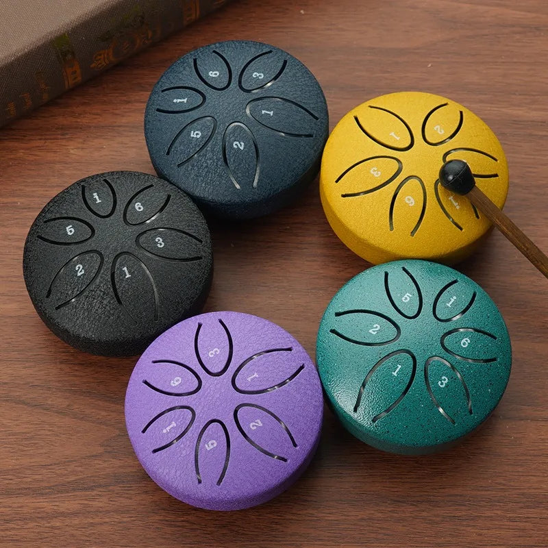 Mini Steel Tongue Drum 3" 6-Tone Hand Drum with Mallets Steel Tongue Drum PLUSH
