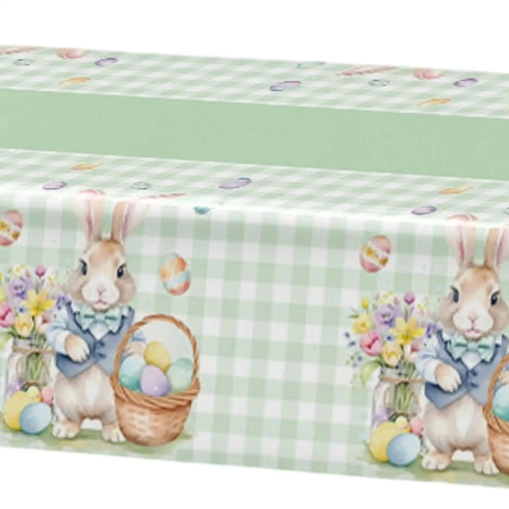 Easter Tablecloth – Bunny, Eggs & Floral Spring Table Cover Holiday Tablecloth PLUSH