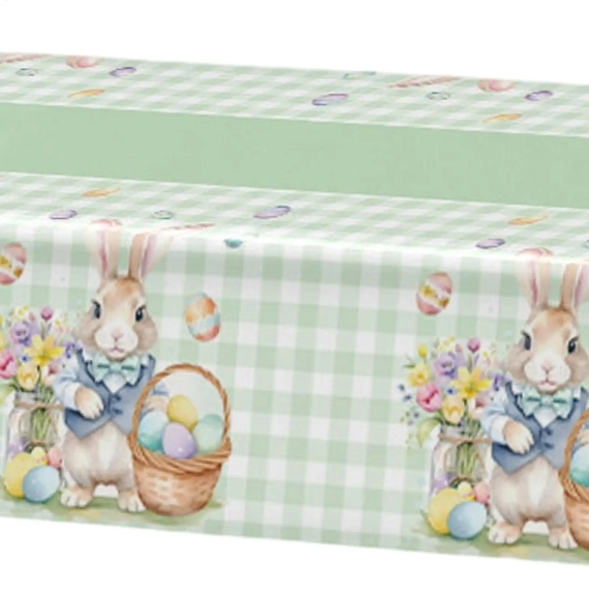 Easter Tablecloth – Bunny, Eggs & Floral Spring Table Cover Holiday Tablecloth PLUSH