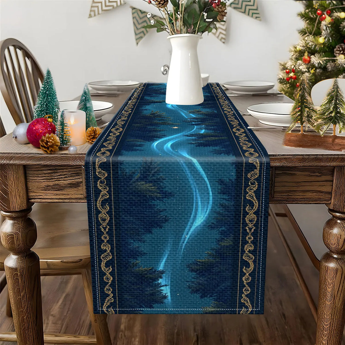 Starry Forest Table Runner – Aurora & Fantasy Party Décor Table Runner PLUSH