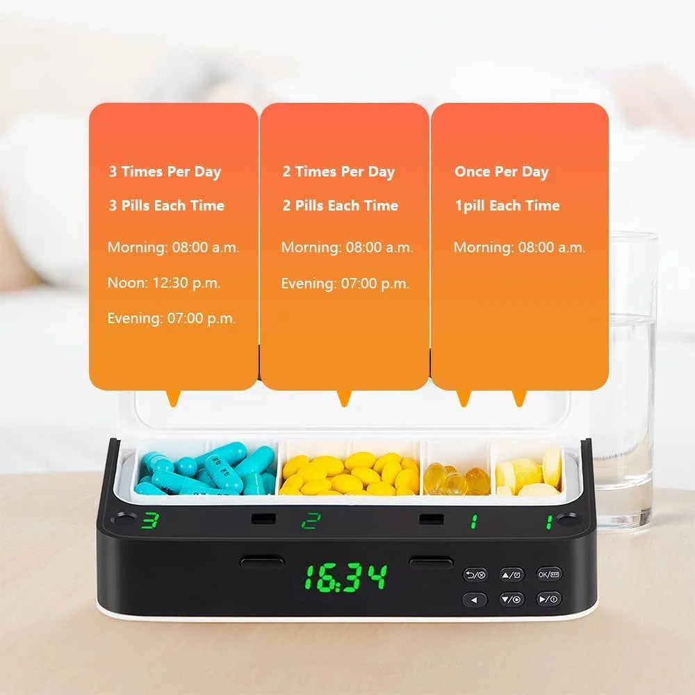 Smart 7-Day Pill Organizer with Alarm – Up to 7 Daily Reminders Pill Organizer PLUSH