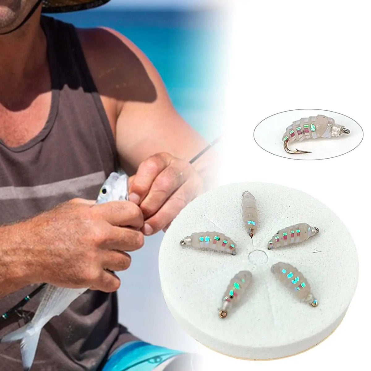 Silicone Fly Fishing Soft Lures 5pcs with Storage Box Fly Fishing Lures PLUSH