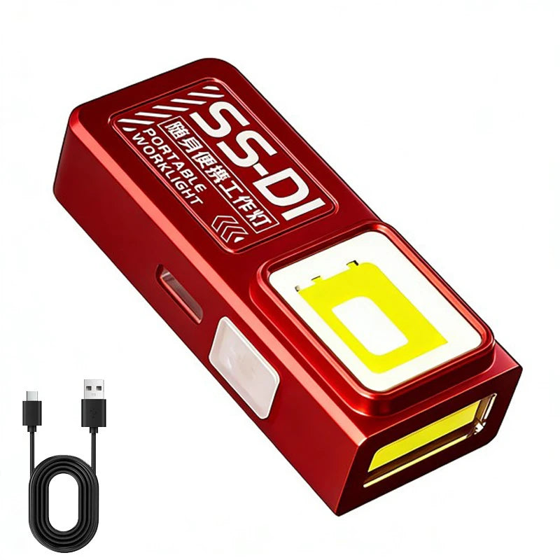 Mini COB LED Flashlight USB-C Rechargeable 600LM EDC Clip LED Pocket Flashlight PLUSH Red 1PC