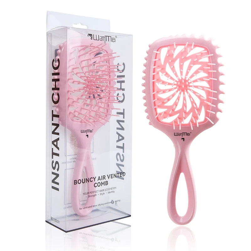 WANMEI Vented Detangling Hair Brush – Wet & Dry All Hair Types Detangling Hair Brush PLUSH Pink Boxed