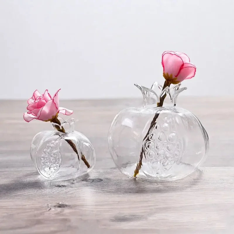 Mini Pomegranate Hand-Blown Glass Vase – Hydroponic Planter Decorative Glass Vase PLUSH