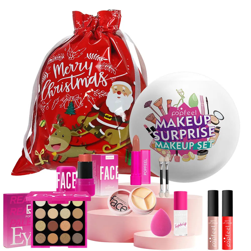 POPFEEL 9-Piece Christmas Makeup Ball Gift Set – Holiday Cosmetics Makeup Gift Set PLUSH