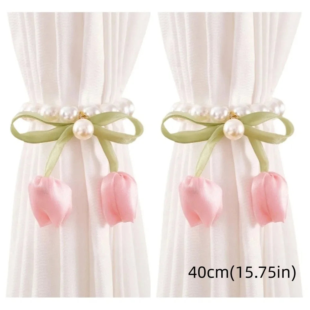 Tulip Curtain Tiebacks – Adjustable Tie Rope Straps, 1 Pair Curtain Tiebacks PLUSH style 8